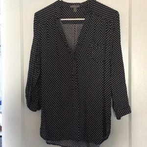Large Navy/White Polka dot tunic